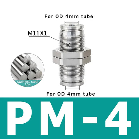 10PCS PM 304 Stainless Steel Fitting Metal Pneumatic Quick Coupling 4 6 8 10 12 14 16mm Push In air Hose Connector