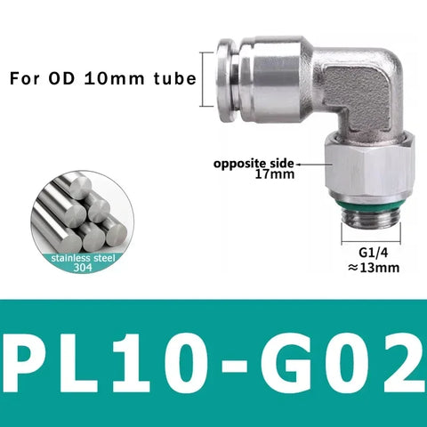 10Pcs 304 Stainless Steel Pneumatic Hose Fitting PL Air Tube Connector 1/8 1/4 3/8 1/2 Quick Release Pipe Fittings 4mm 6mm 8mm