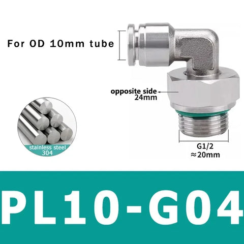 10Pcs 304 Stainless Steel Pneumatic Hose Fitting PL Air Tube Connector 1/8 1/4 3/8 1/2 Quick Release Pipe Fittings 4mm 6mm 8mm