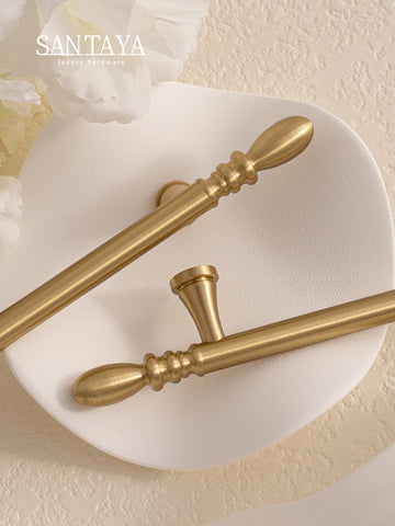 Santaya Solid Brushed Brass Handle Teardrop Shape Kitchen Cabinet Pull Wardrobe Drawer Knob Furniture Handles