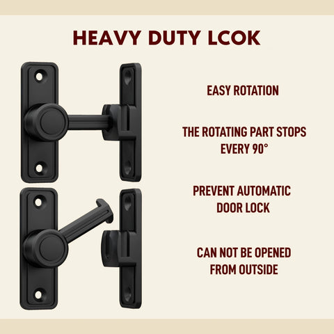 Heavy-Duty Zinc Alloy Hasp Lock 90/180° Swivel Secure Sliding Latch for Barn Doors Window Drawers Cabinet Locks Door Hook Latch