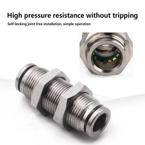 10PCS PM 304 Stainless Steel Fitting Metal Pneumatic Quick Coupling 4 6 8 10 12 14 16mm Push In air Hose Connector