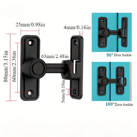 Heavy-Duty Zinc Alloy Hasp Lock 90/180° Swivel Secure Sliding Latch for Barn Doors Window Drawers Cabinet Locks Door Hook Latch