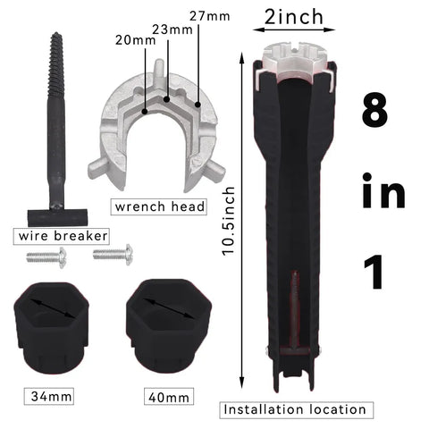 8 In 1 Flume Wrench Anti-slip Kitchen Sink Repair Tools Bathroom Faucet Assembly Key Plumbing Installation Wrench