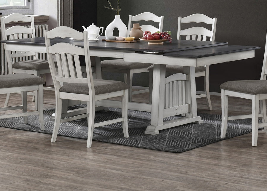 Contemporary 1pc Dining Table - Antique White & Grey 2x Leaves