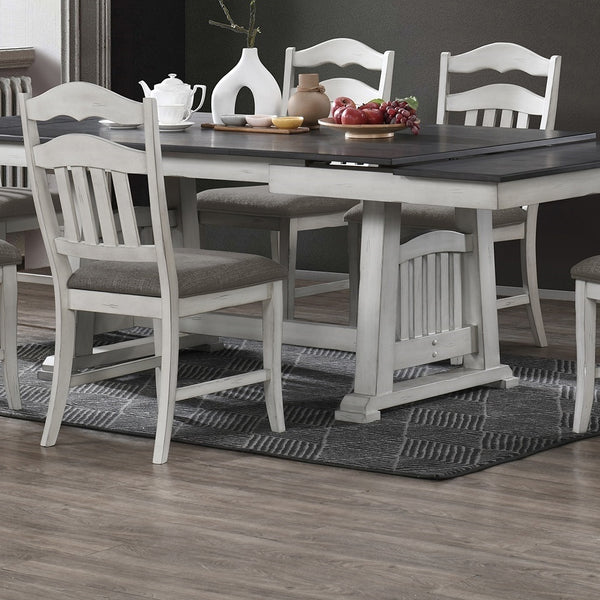 Contemporary 1pc Dining Table - Antique White & Grey 2x Leaves