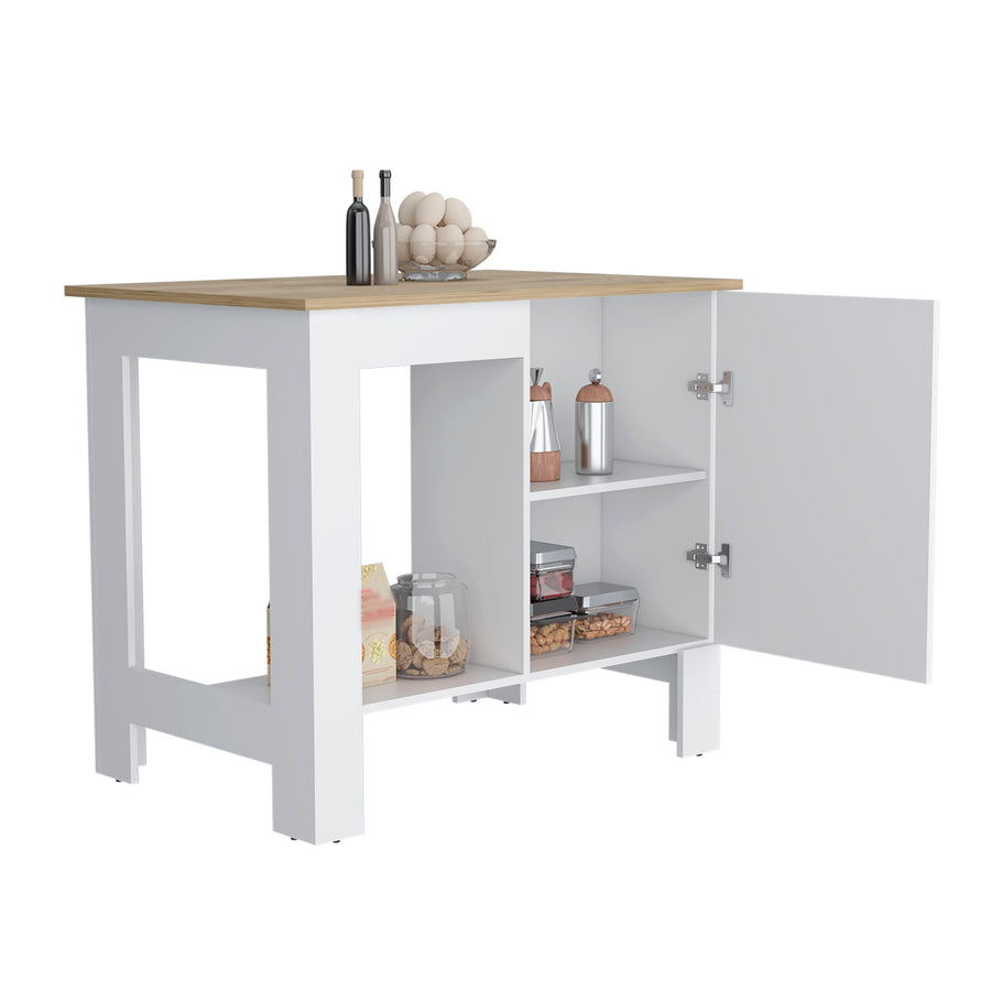 Atenea 41" White Kitchen Island with Cabinet & Shelf — alternate view 8