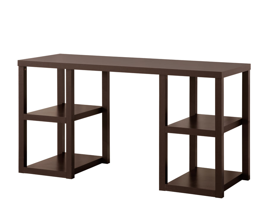 60" Cappuccino Oak Desk with 4 Storage Shelves — alternate view 3