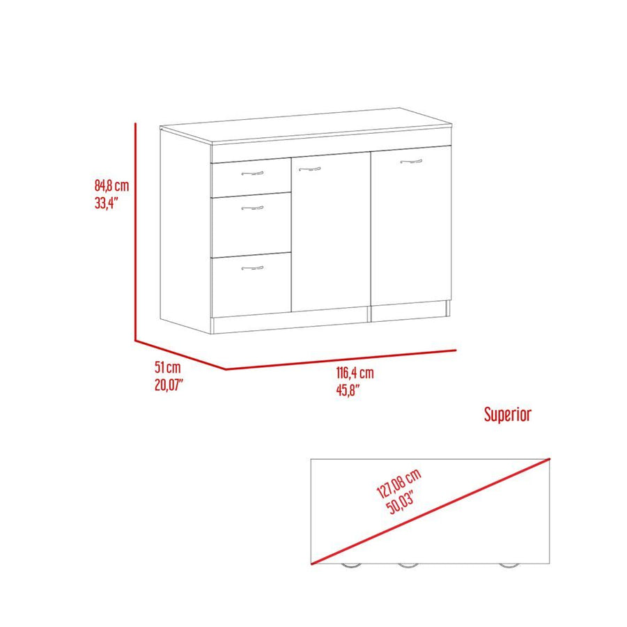 Grecia 46" White & Walnut Kitchen Base Cabinet — alternate view 4