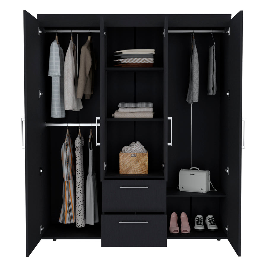 Bariloche Black Wardrobe with Shelves & Drawers - product image 9