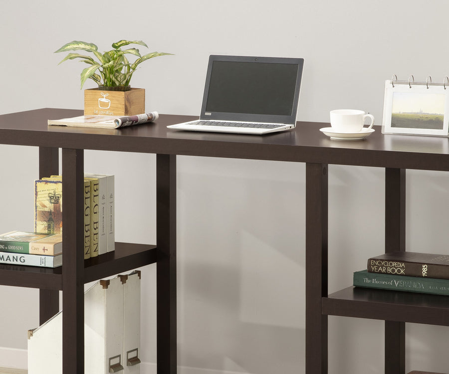 60" Cappuccino Oak Desk with 4 Storage Shelves — alternate view 2
