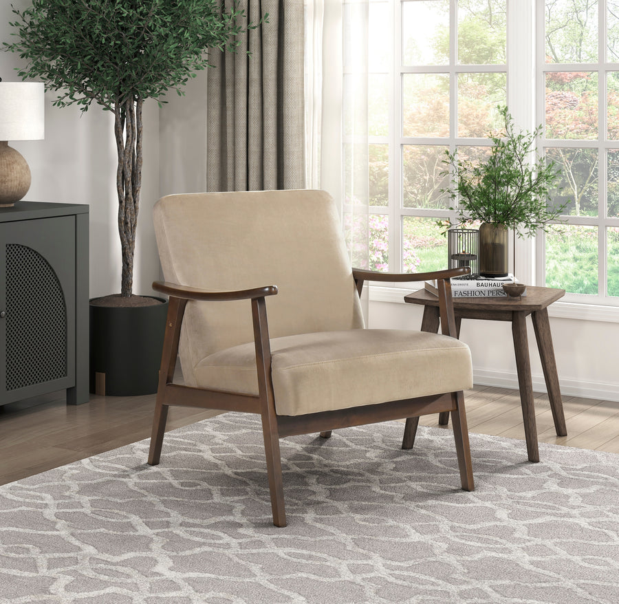 Light Brown Velvet Mid-Century Accent Chair - product image 6