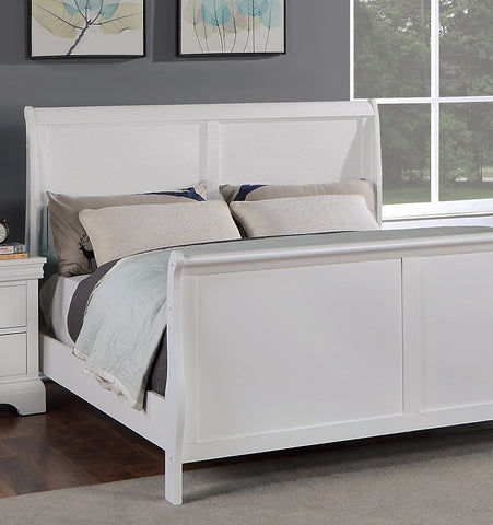Modern Queen Sleigh Bed with Curved Headboard and Footboard, White, view 2