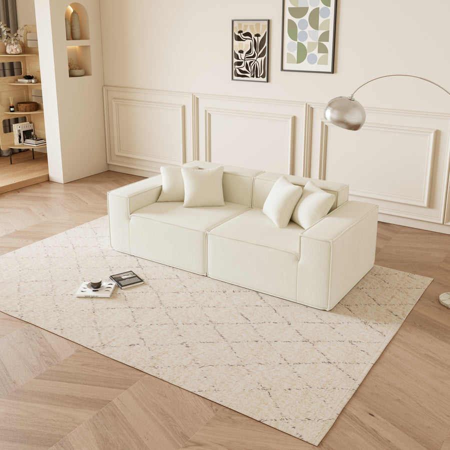 Versatile Modular Loveseat – Deep-Seated Corduroy Sofa for Small Spaces