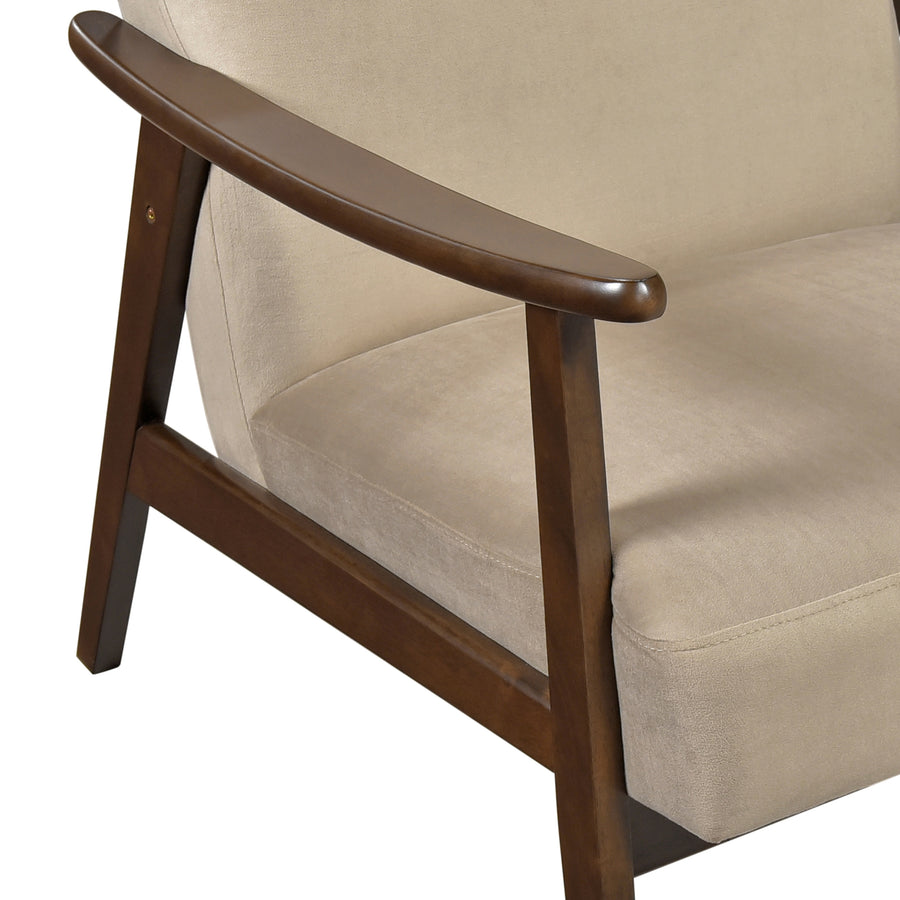 Light Brown Velvet Mid-Century Accent Chair - product image 2