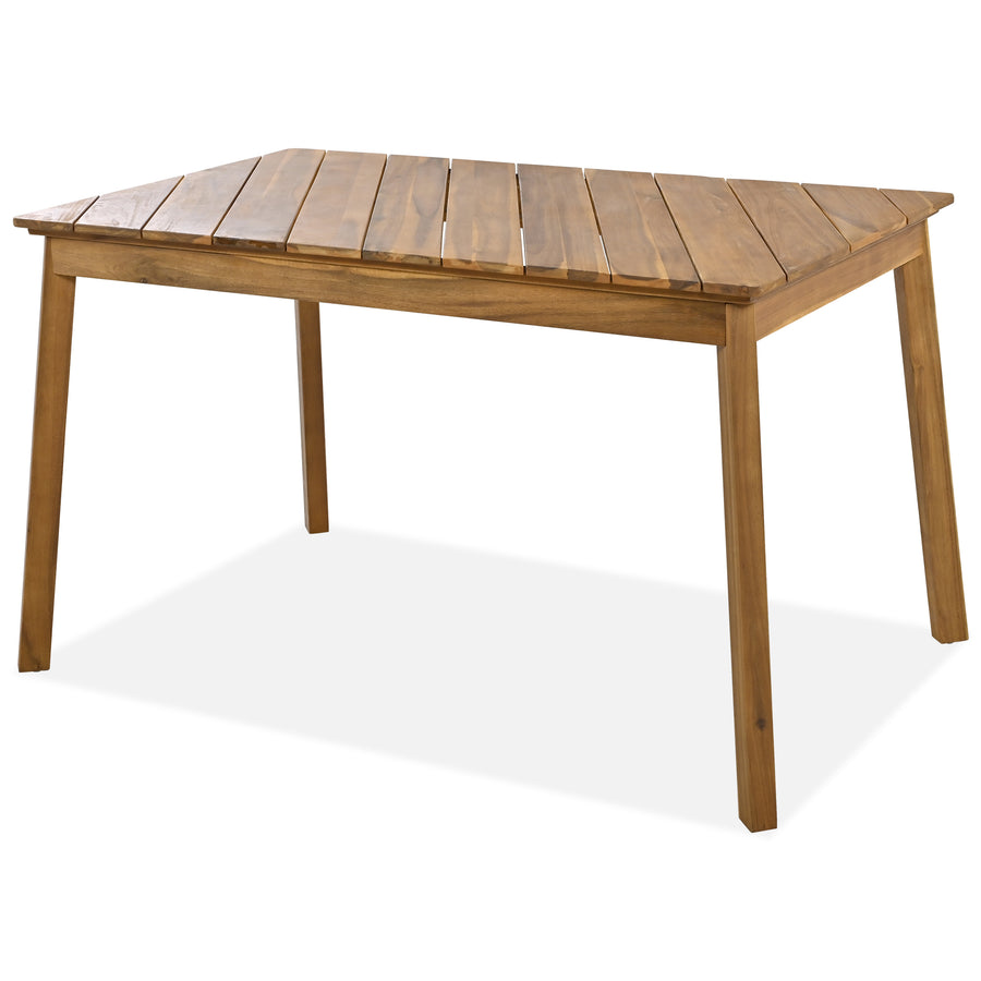 three-piece acacia wood dining set with table and two benches - view 9