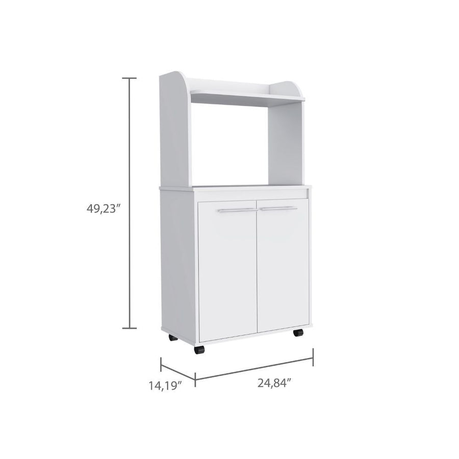 Kira White Rolling Microwave Cart with Cabinet - product image 4