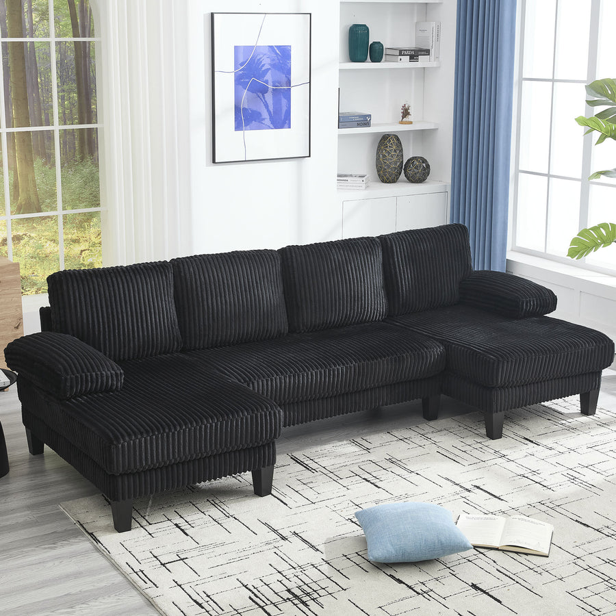 4-Seat U-Shaped Sofa - Double Chaise & Oversized Seat