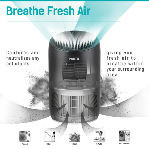 PARTU BS-03 HEPA 空氣清淨機 - 家庭和辦公室煙霧空氣清淨機