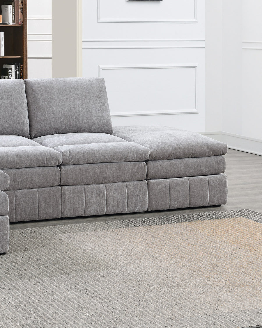 Gray Suede Modular Armless Sectional Chair — alternate view 5