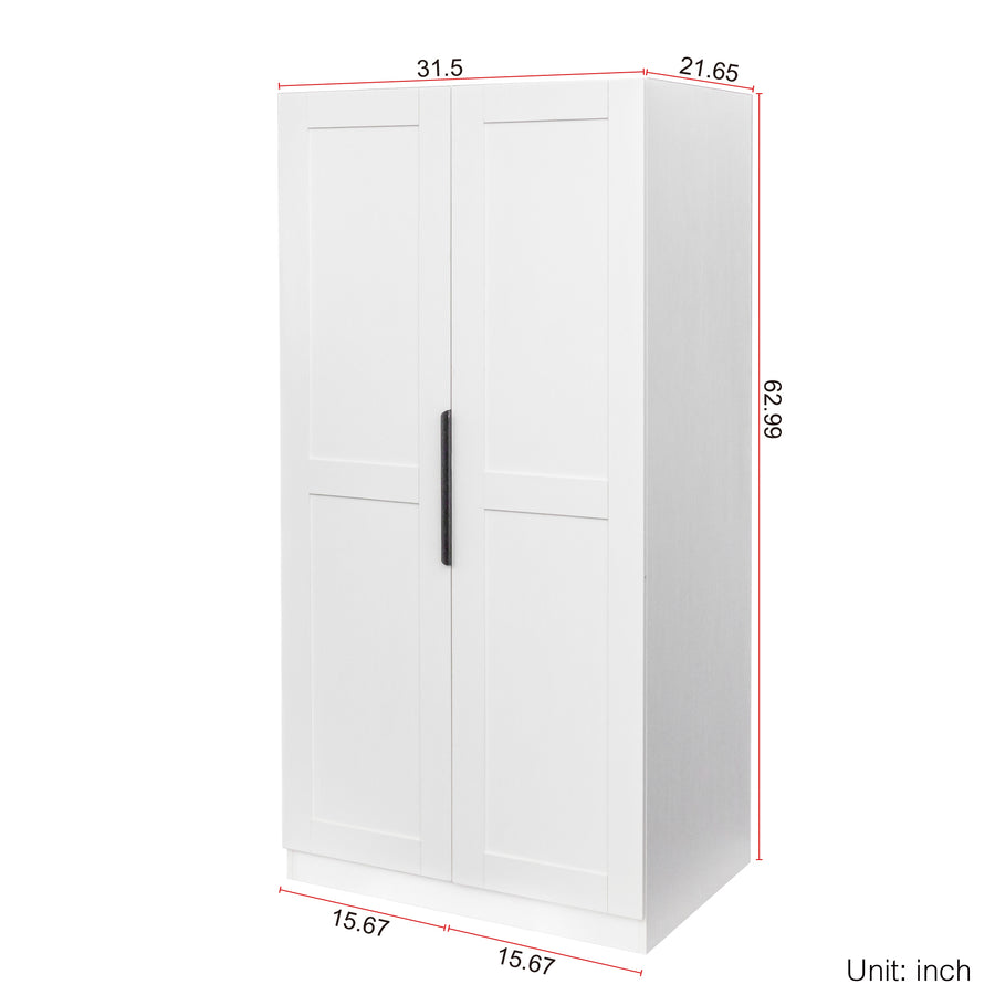 63" Kitchen Pantry Cabinet with Doors and Shelves, White, view 4