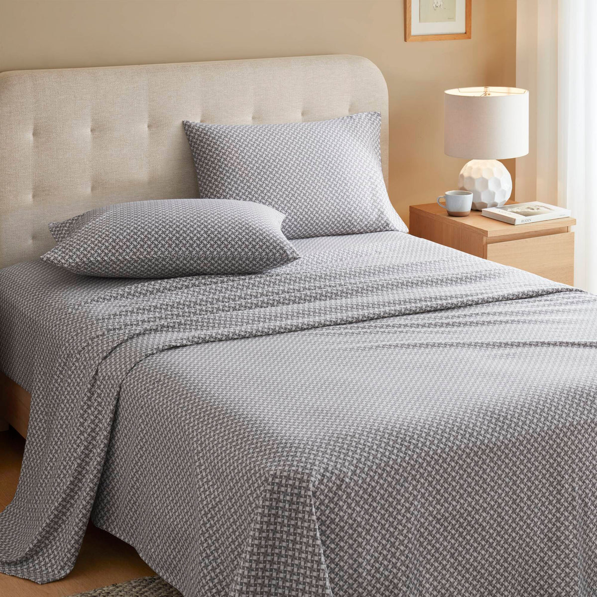 4-Piece Full 100% Cotton Flannel Printed Sheet Set,Snowflake