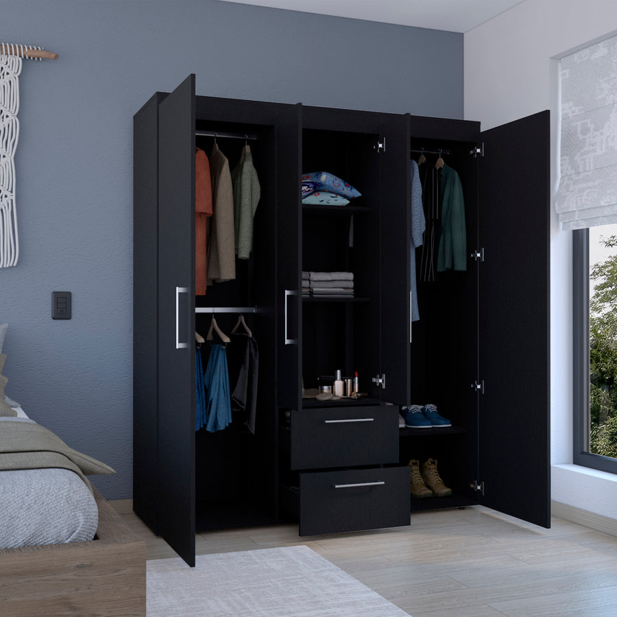 Bariloche Black Wardrobe with Shelves & Drawers - product image 4