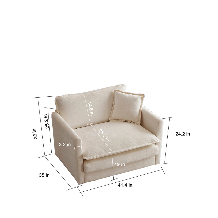 3-Piece Beige Chenille Sofa & Accent Chair Set - product image 7