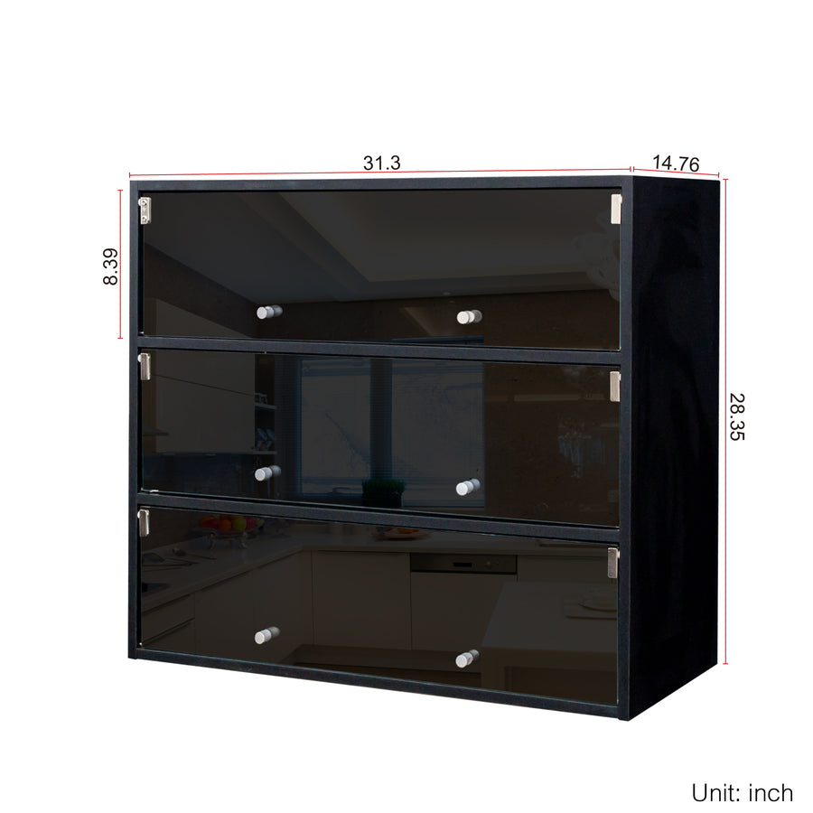 Shoe Storage Cabinet with Sliding Glass Doors and RGB LED Lights, Black, view 7