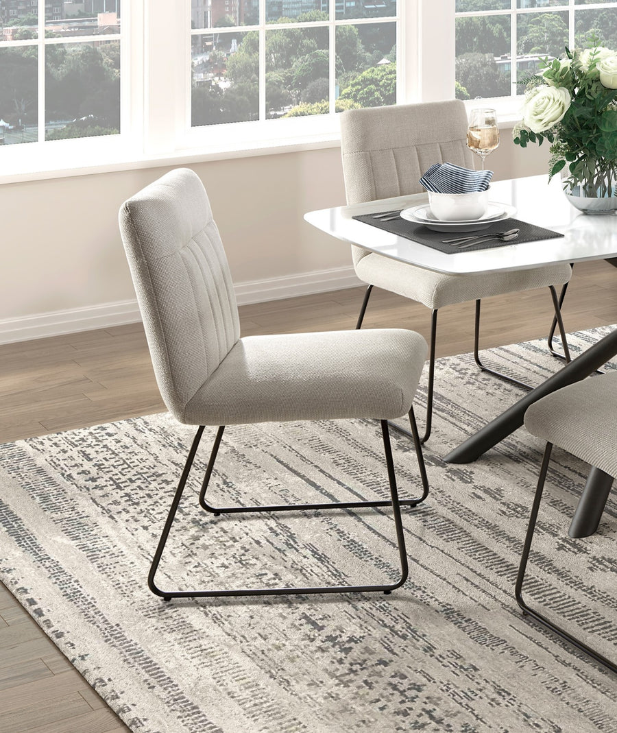 Set of 2 Beige Upholstered Dining Chairs