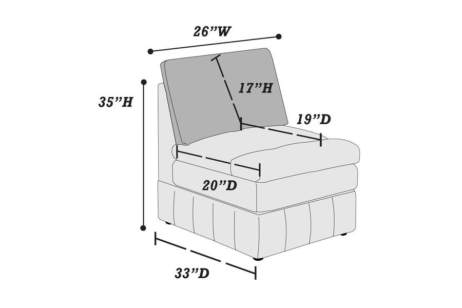 Gray Suede Modular Armless Sectional Chair — alternate view 7