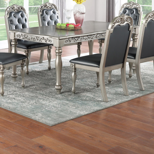 Formal Antique Rubberwood Dining Table - Silver Grey 1pc