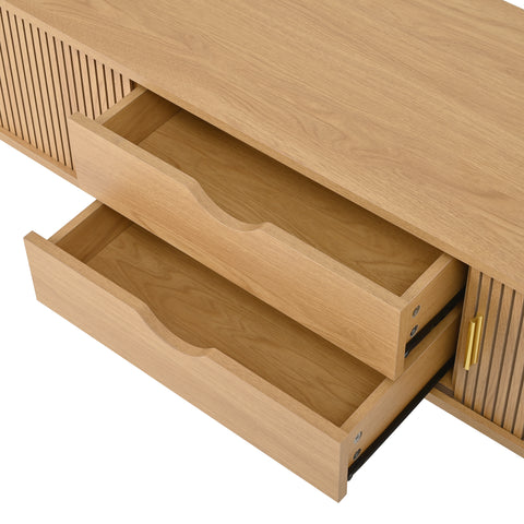 Fluted Oval TV Stand with Charging Station, Natural, view 12