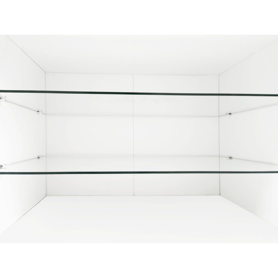 94.5" Extra-Long TV Stand with Glass Shelves and App-Controlled LED Lights, White, view 19
