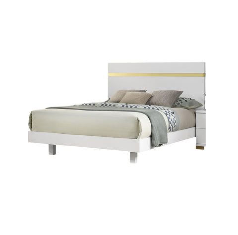 Modern Full Bed with Under-Bed LED Lights and Acrylic Trim, White, view 5