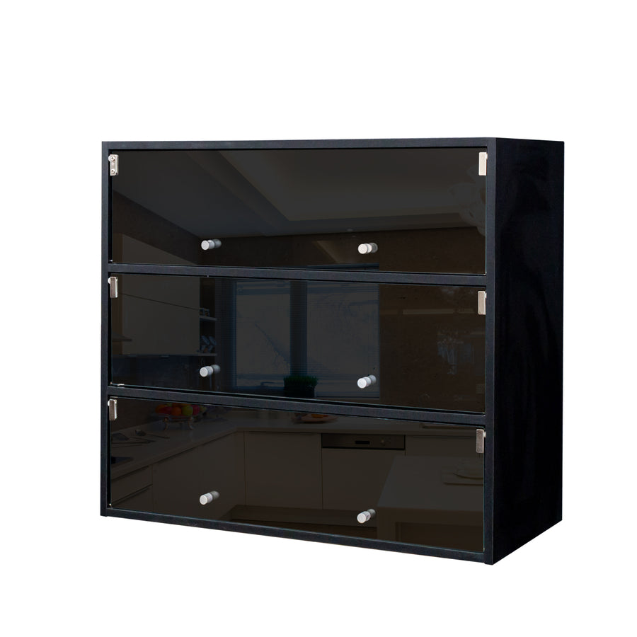 Shoe Storage Cabinet with Sliding Glass Doors and RGB LED Lights, Black, view 12