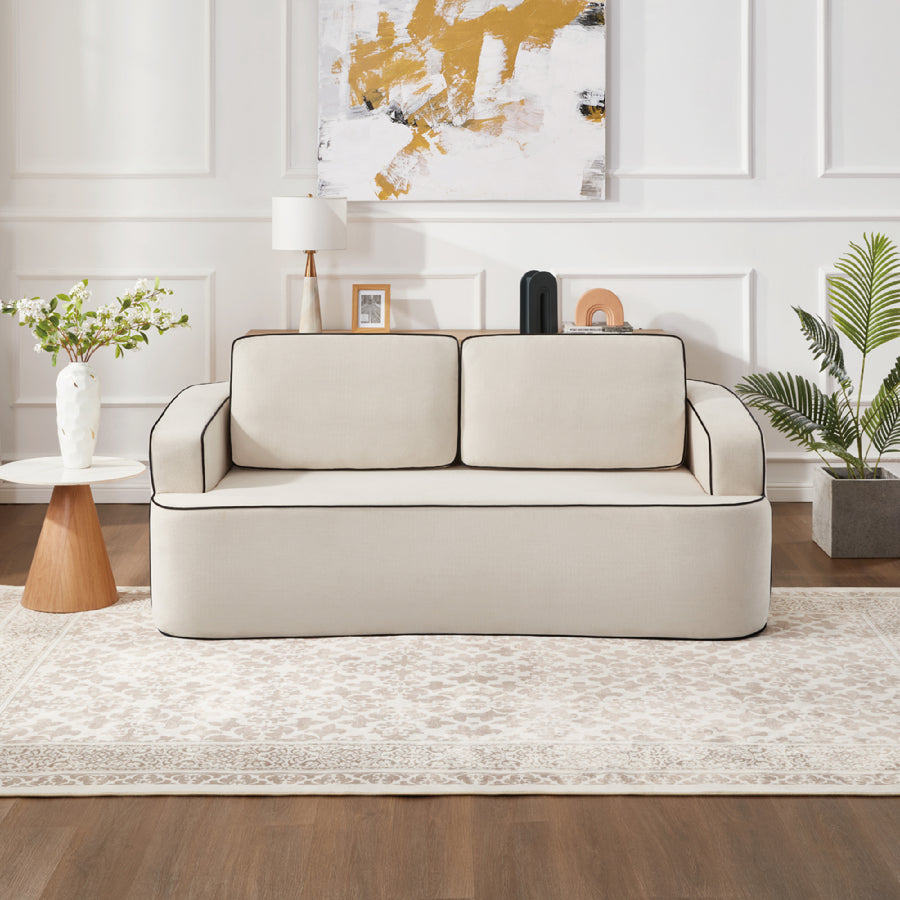 4-Piece Beige Chenille Modular Sofa