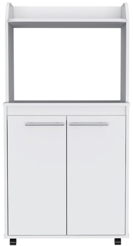 Kira White Rolling Microwave Cart with Cabinet - product image 2