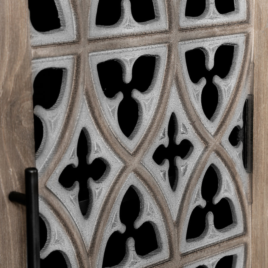 Rustic Sideboard with 4 Carved Hollow Doors, Antique Brown, view 11