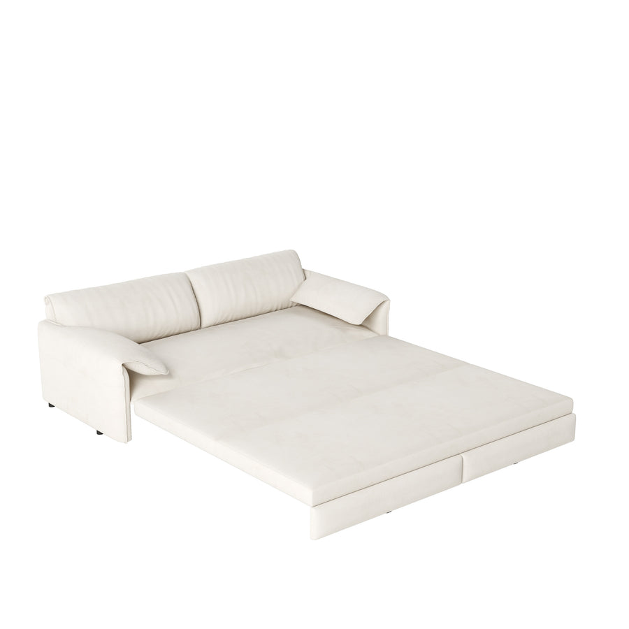 66" Beige Velvet Queen Sleeper Sofa with Storage - product image 1