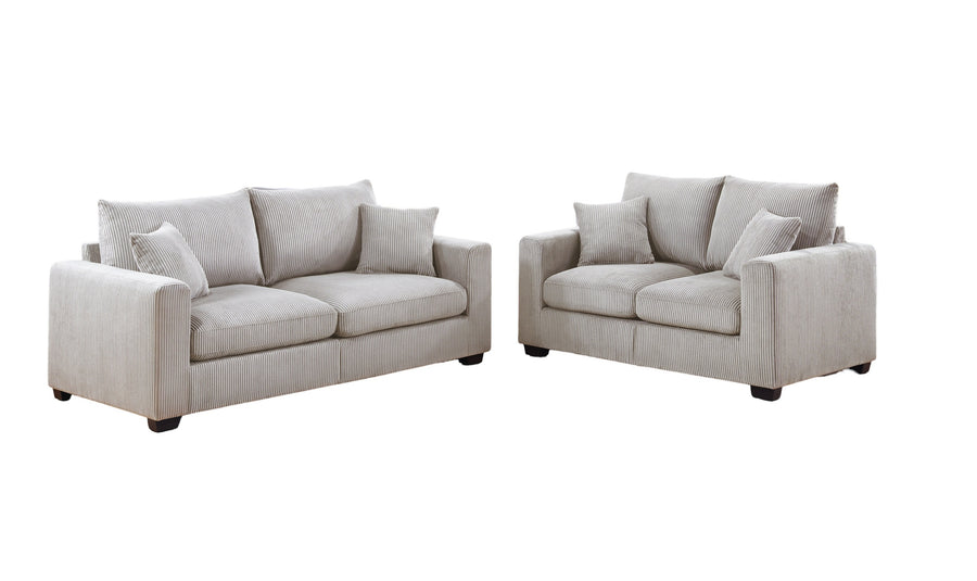 2-Piece Ivory Corduroy Sofa & Loveseat Set — alternate view 2