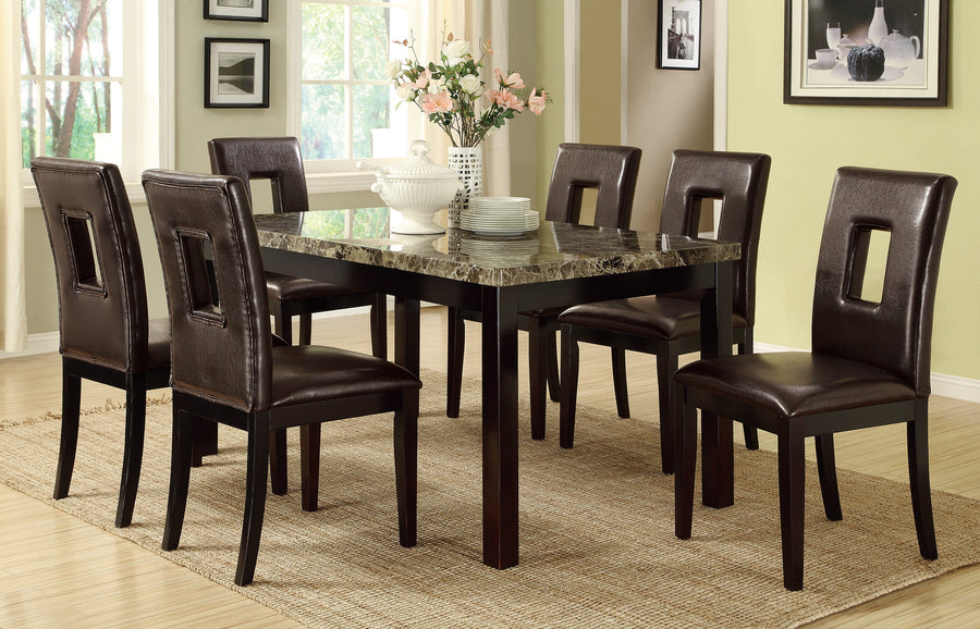 Faux Marble Top Dining Table with Birch Veneer Frame - 1pc Table Only