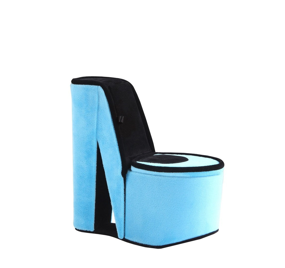 9' Tall Display Jewelry Box with Hidden Storage, High Heel Shoe Design, Turquoise Velvet