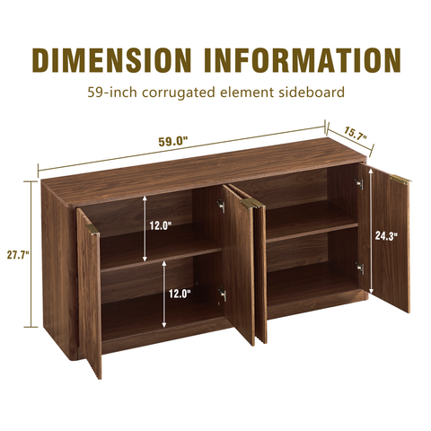 Wavy Sideboard Buffet Cabinet, Walnut, view 6