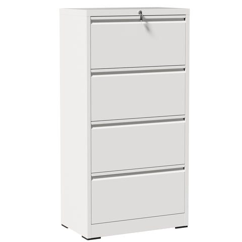 4-Drawer Lateral File Cabinet with Lock, White, view 13