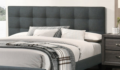 Modern Queen Upholstered Platform Bed with Square-Tufted Headboard, Charcoal, view 3