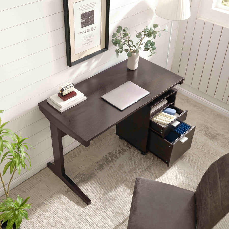 47" Espresso Desk with Mobile Locking File Cabinet - product image 3