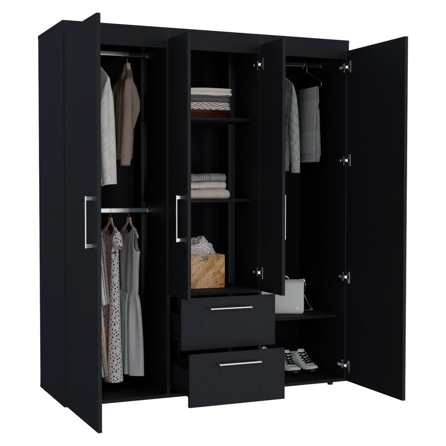 Bariloche Black Wardrobe with Shelves & Drawers - product image 8