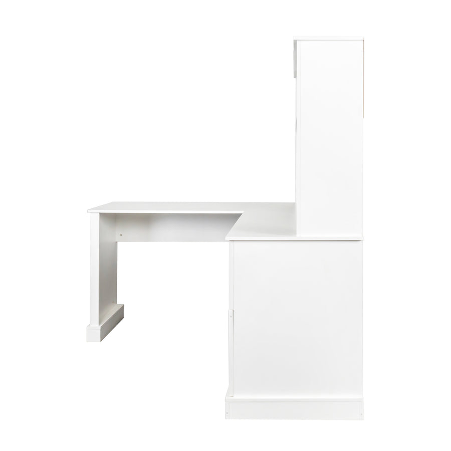 60" Antiqued White Corner Desk with Hutch & Drawers — alternate view 8