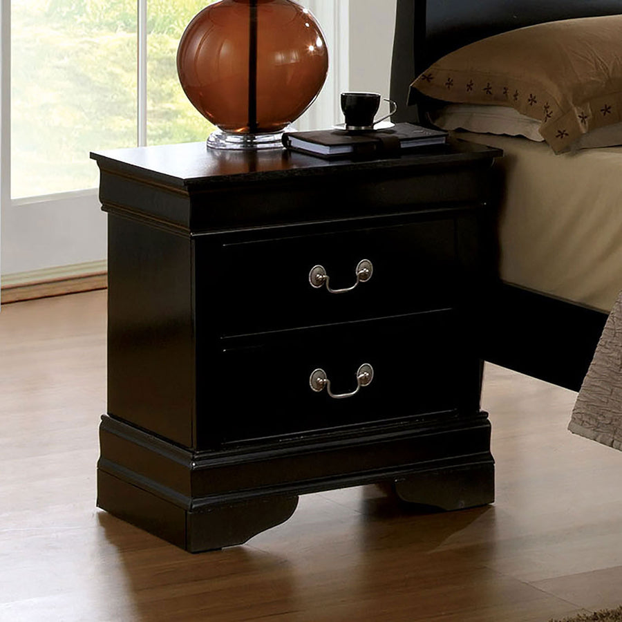 Cottage Style Weathered Elm Nightstand - USB Charger/Power Outlet + Ball Bearing Glide